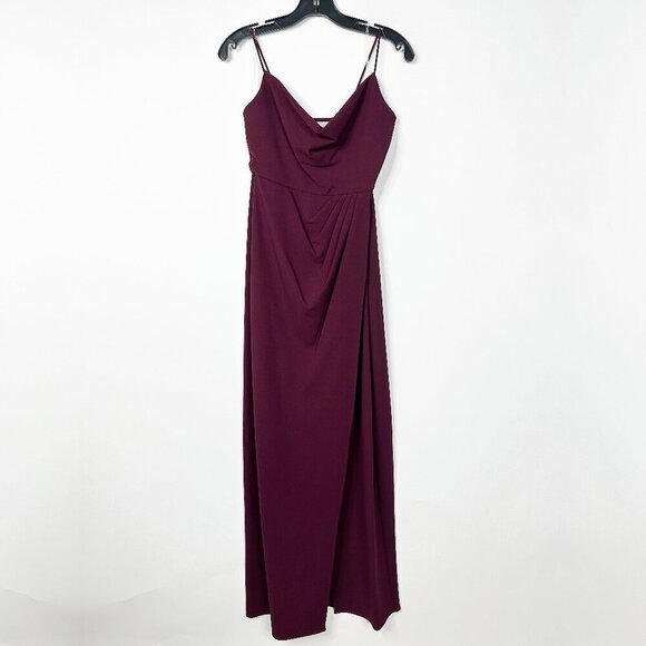 NWT SACHIN + BABI Paulina Gown in Deep Wine Draped Crepe Maroon Merlot 0 - Picture 3 of 9
